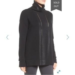 NWT Halogen Foil Front Turtleneck Sweater (black)